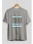 Brooklyn New York City Ön Baskılı Gri Oversize T-Shirt Unisex Erkek Kadın Bisiklet Yaka 2