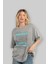 Brooklyn New York City Ön Baskılı Gri Oversize T-Shirt Unisex Erkek Kadın Bisiklet Yaka 4