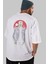 Frank Arka Baskılı Beyaz Oversize T-Shirt Erkek Kadın Bisiklet Yaka 1