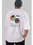 Dice Yazılı Arka Baskılı Beyaz Oversize T-Shirt Erkek Kadın Bisiklet Yaka 4