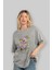 Teddy Bear Cute Ön Baskılı Gri Oversize T-Shirt Unisex Erkek Kadın Bisiklet Yaka 4