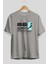 Yamanote Line Ön Baskılı Gri Oversize T-Shirt Unisex Erkek Kadın Bisiklet Yaka 2