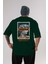 Brooklyn Street Arka Baskılı Zümrüt Yeşili Oversize T-Shirt Unisex Erkek Kadın Bisiklet Yaka 1