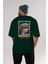 Brooklyn Street Arka Baskılı Zümrüt Yeşili Oversize T-Shirt Unisex Erkek Kadın Bisiklet Yaka 5