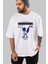 Pray For The Future Ön Baskılı Beyaz Oversize T-Shirt Erkek Kadın Bisiklet Yaka 3