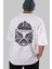 Trooper Arka Baskılı Beyaz Oversize T-Shirt Erkek Kadın Bisiklet Yaka 1