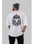 Trooper Arka Baskılı Beyaz Oversize T-Shirt Erkek Kadın Bisiklet Yaka 2
