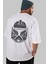 Trooper Arka Baskılı Beyaz Oversize T-Shirt Erkek Kadın Bisiklet Yaka 4