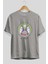 Joker Gym Ön Baskılı Gri Oversize T-Shirt Bisiklet Yaka Pamuk Erkek Kadın 2