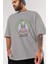 Joker Gym Ön Baskılı Gri Oversize T-Shirt Bisiklet Yaka Pamuk Erkek Kadın 3