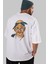 Tupac Gandhi Arka Baskılı Beyaz Oversize T-Shirt Erkek Kadın Bisiklet Yaka 1