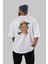 Tupac Gandhi Arka Baskılı Beyaz Oversize T-Shirt Erkek Kadın Bisiklet Yaka 2