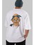 Tupac Gandhi Arka Baskılı Beyaz Oversize T-Shirt Erkek Kadın Bisiklet Yaka 3