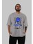 Maternal Street Legend Ön Baskılı Gri Oversize T-Shirt Unisex Erkek Kadın Bisiklet Yaka 5