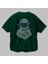 Astronaut Arka Baskılı Zümrüt Yeşili Oversize T-Shirt Unisex Erkek Kadın Bisiklet Yaka 3