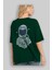 Astronaut Arka Baskılı Zümrüt Yeşili Oversize T-Shirt Unisex Erkek Kadın Bisiklet Yaka 4