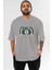 Time Is Original Ön Baskılı Gri Oversize T-Shirt Unisex Erkek Kadın Bisiklet Yaka 1
