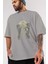 Gasmask Gangsta Ön Baskılı Gri Oversize T-Shirt Unisex Erkek Kadın Bisiklet Yaka 3