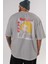 Tokyorev. M Anime Arka Baskılı Gri Oversize T-Shirt %100 Pamuk Erkek Kadın 5