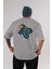 Astronot Basketbol Arka Baskılı Gri Oversize T-Shirt Unisex Erkek Kadın Bisiklet Yaka 1
