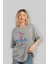 Hope Ön Baskılı Gri Oversize T-Shirt Unisex Erkek Kadın Bisiklet Yaka 4