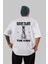 Gambler The King Arka Baskılı Beyaz Oversize T-Shirt Erkek Kadın Bisiklet Yaka 1