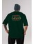 Houston Arka Baskılı Zümrüt Yeşili Oversize T-Shirt Unisex Erkek Kadın Bisiklet Yaka 1