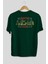 Houston Arka Baskılı Zümrüt Yeşili Oversize T-Shirt Unisex Erkek Kadın Bisiklet Yaka 2