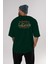 Houston Arka Baskılı Zümrüt Yeşili Oversize T-Shirt Unisex Erkek Kadın Bisiklet Yaka 5