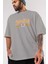 Adventure Ön Baskılı Gri Oversize T-Shirt Unisex Erkek Kadın Bisiklet Yaka 3