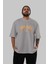Adventure Ön Baskılı Gri Oversize T-Shirt Unisex Erkek Kadın Bisiklet Yaka 5