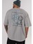 Be Yourself Bear Arka Baskılı Gri Oversize T-Shirt Unisex Erkek Kadın Bisiklet Yaka 5