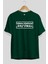 Dünya Dönüyor Tersine Ön Baskılı Zümrüt Yeşili Oversize T-Shirt Erkek Kadın Bisiklet Yaka 2