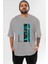 Authentic Art Ön Baskılı Gri Oversize T-Shirt Unisex Erkek Kadın Bisiklet Yaka 1