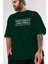 Dünya Dönüyor Tersine Ön Baskılı Zümrüt Yeşili Oversize T-Shirt Erkek Kadın Bisiklet Yaka 3