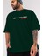 Var Ki Yaşıyoruz Bu Hayatı Ön Baskılı Zümrüt Yeşili Oversize T-Shirt Erkek Kadın Bisiklet Yaka 3