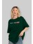 Var Ki Yaşıyoruz Bu Hayatı Ön Baskılı Zümrüt Yeşili Oversize T-Shirt Erkek Kadın Bisiklet Yaka 4