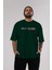 Var Ki Yaşıyoruz Bu Hayatı Ön Baskılı Zümrüt Yeşili Oversize T-Shirt Erkek Kadın Bisiklet Yaka 5