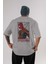 Spiderman (8) Arka Baskılı Gri Oversize T-Shirt Bisiklet Yaka Pamuk Erkek Kadın 1