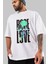 Rose Love Ön Baskılı Beyaz Oversize T-Shirt Erkek Kadın Bisiklet Yaka 1