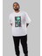 Rose Love Ön Baskılı Beyaz Oversize T-Shirt Erkek Kadın Bisiklet Yaka 2
