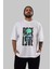 Rose Love Ön Baskılı Beyaz Oversize T-Shirt Erkek Kadın Bisiklet Yaka 3