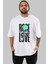 Rose Love Ön Baskılı Beyaz Oversize T-Shirt Erkek Kadın Bisiklet Yaka 4