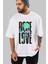 Rose Love Ön Baskılı Beyaz Oversize T-Shirt Erkek Kadın Bisiklet Yaka 5