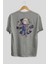 Chucky Arka Baskılı Gri Oversize T-Shirt Unisex Erkek Kadın Bisiklet Yaka 2