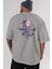 Chucky Arka Baskılı Gri Oversize T-Shirt Unisex Erkek Kadın Bisiklet Yaka 5