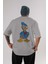 Donald Arka Baskılı Gri Oversize T-Shirt Unisex Erkek Kadın Bisiklet Yaka 1