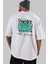 Love Is Divine Bear Arka Baskılı Beyaz Oversize T-Shirt Erkek Kadın Bisiklet Yaka 1