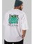 Love Is Divine Bear Arka Baskılı Beyaz Oversize T-Shirt Erkek Kadın Bisiklet Yaka 3