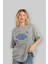 Brazilia Ön Baskılı Gri Oversize T-Shirt Unisex Erkek Kadın Bisiklet Yaka 4